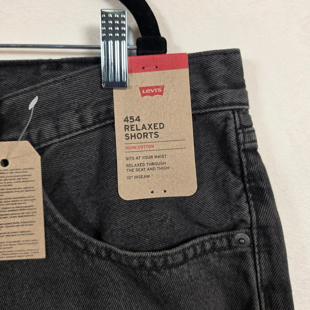 NEW Levi's 454 Relaxed Shorts Mens 40 Black Denim Cotton‎ Workwear Casual Grunge